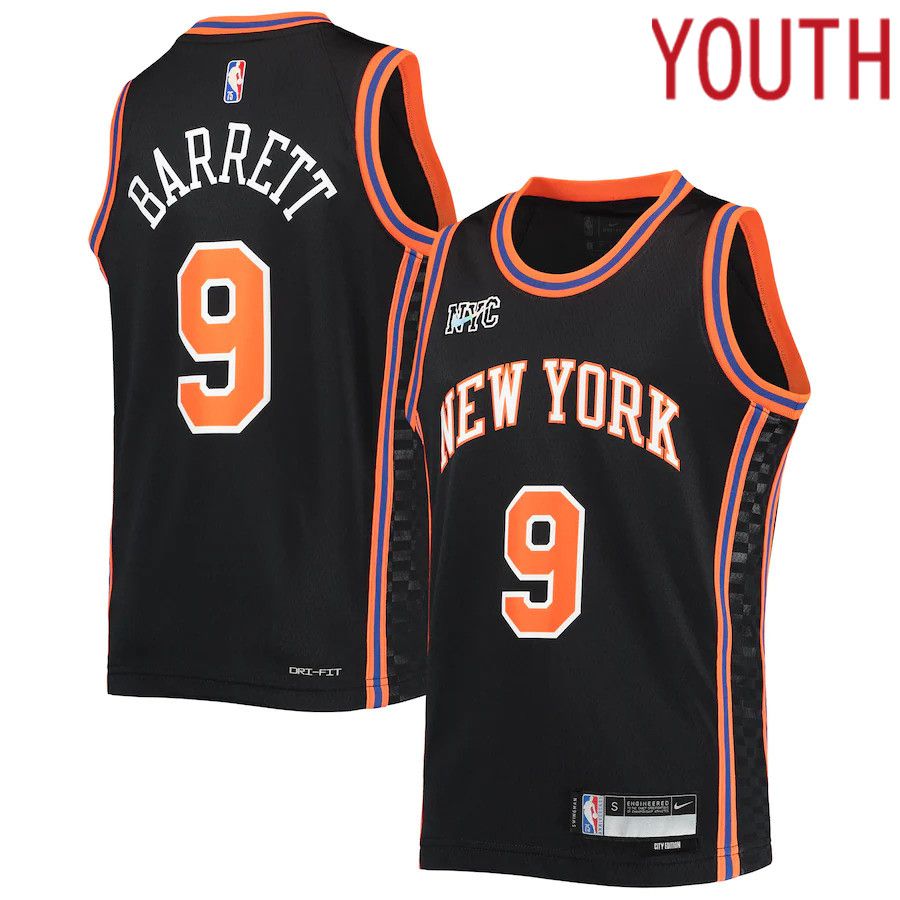 Youth New York Knicks 9 RJ Barrett Nike Black City Edition Swingman NBA Jersey